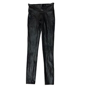 Spanx Shimmer faux Leather legging size small black skinny skin tight womens